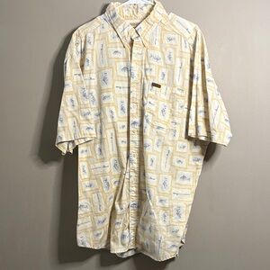 WoolRich Yellow and White Trout Fishing Patterned Shirt